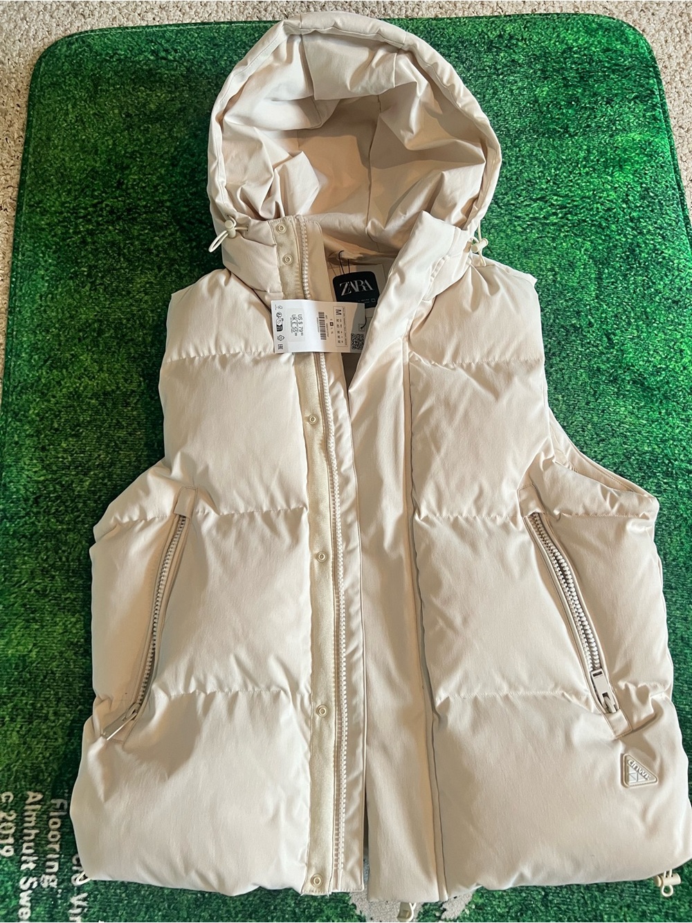 ZARA Cream Hooded Puffer Jacket